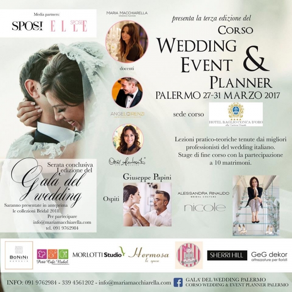 Corso Wedding & Event Planner: Dal 27 al 31 Marzo 2017 Palermo