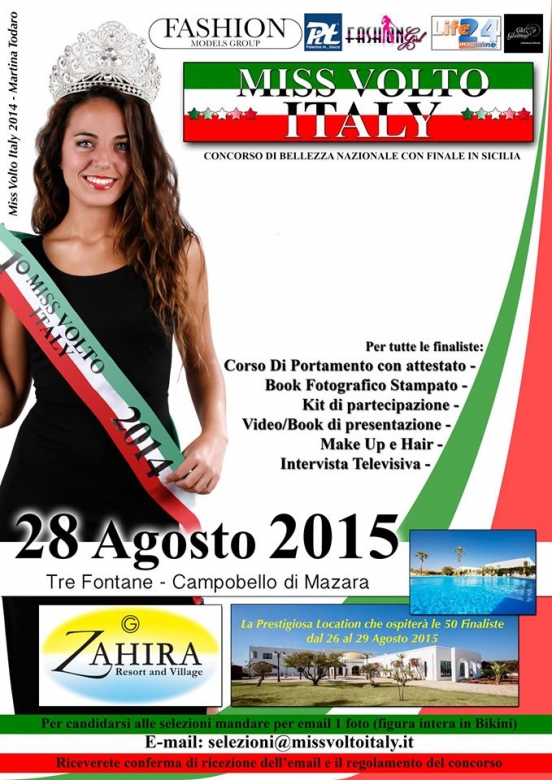 Tappa Conclusiva Selezione "Miss Volto Italy 2015": 28 e 29 Agosto Campobello di Mazara