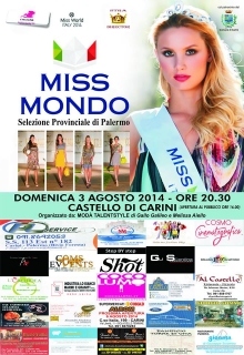 Selezione provinciale di Miss Mondo al Castello di Carini  - PA - 3 agosto 2014.