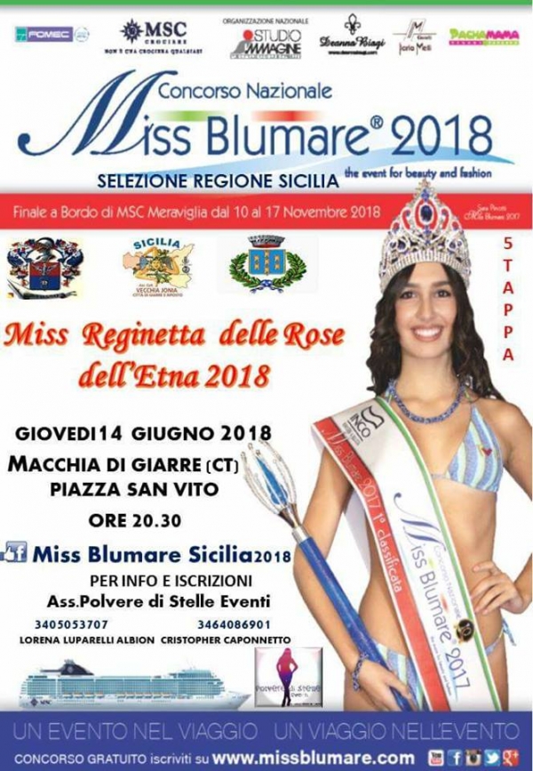 Miss blu mare Sicilia 2018: 14 giugno 2018 Macchia di Giarre (CT)