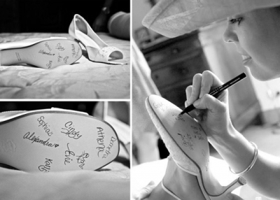 La firma delle suole delle scarpe della sposa