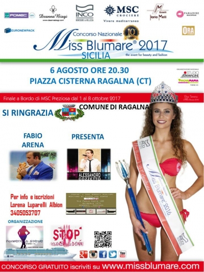 Miss Blumare 2017 Sicilia: 6 Agosto 2017  Ragalna (CT)