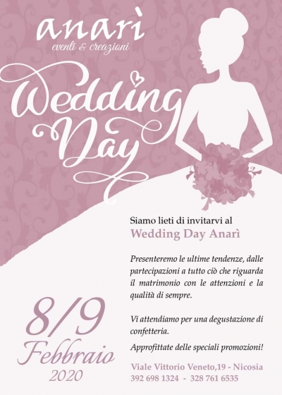Wedding Day Anarì: 8 e 9 Febbraio 2020 Nicosia (CT)