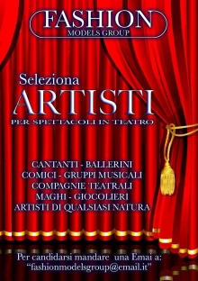 Selezione Artisti per Teatro Musicale: Dal 23 al 31 Ottobre Palermo
