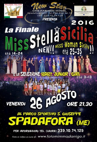 Finale Miss Stella Sicilia e Miss Woman Sicily: 26 Agosto 2016 Spadafora (ME)