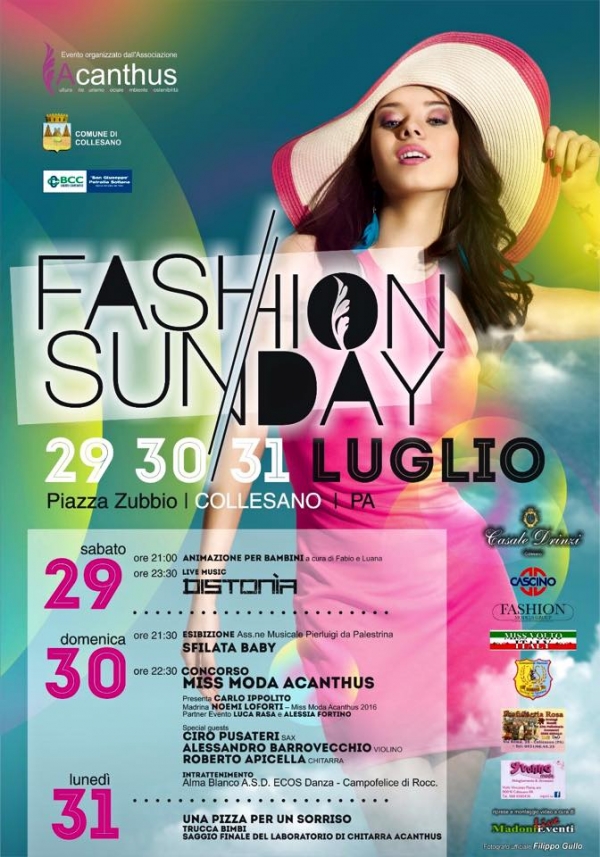 Fashion Sunday: 29 30 31 Luglio 2017 Collesano (PA)