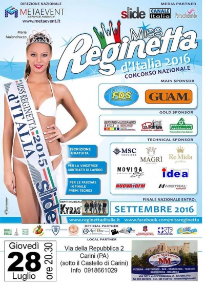 Miss Reginetta d'Italia 2016: 28 Luglio 2016 Carini (PA)