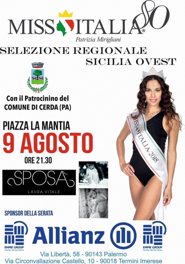 Selezioni regionale Sicilia Ovest, Miss Italia - 9 Agosto Cerda PA
