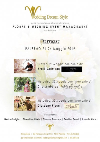 Corso di Specializzazione Floral & Wedding Event Management: Dal 21al 24 Maggio 2019 Palermo