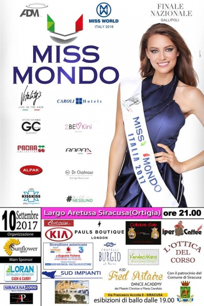 Miss Mondo - Selezioni provinciali Siracusa: 10 settembre 2017 Siracusa